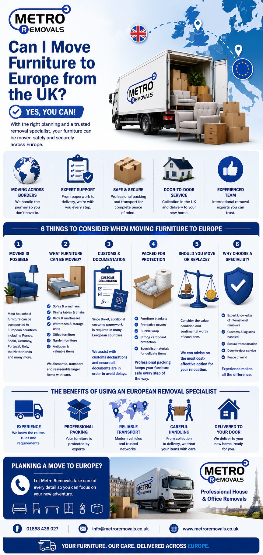 Can I move furniture to Europe from the UK?
